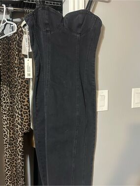 Aritzia Black Denim Corset Maxi Dress